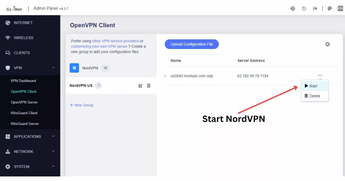 Start NordVPN