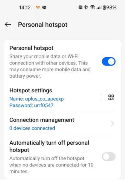 Smartphone With Hotspot Turned On