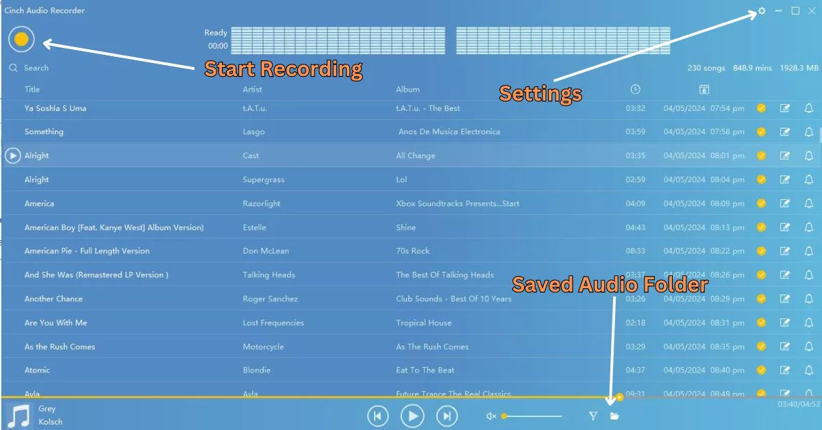 Record streaming audio with Cinch Audio